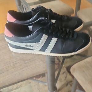 Gola Black and White Sneakers with Pink Accent